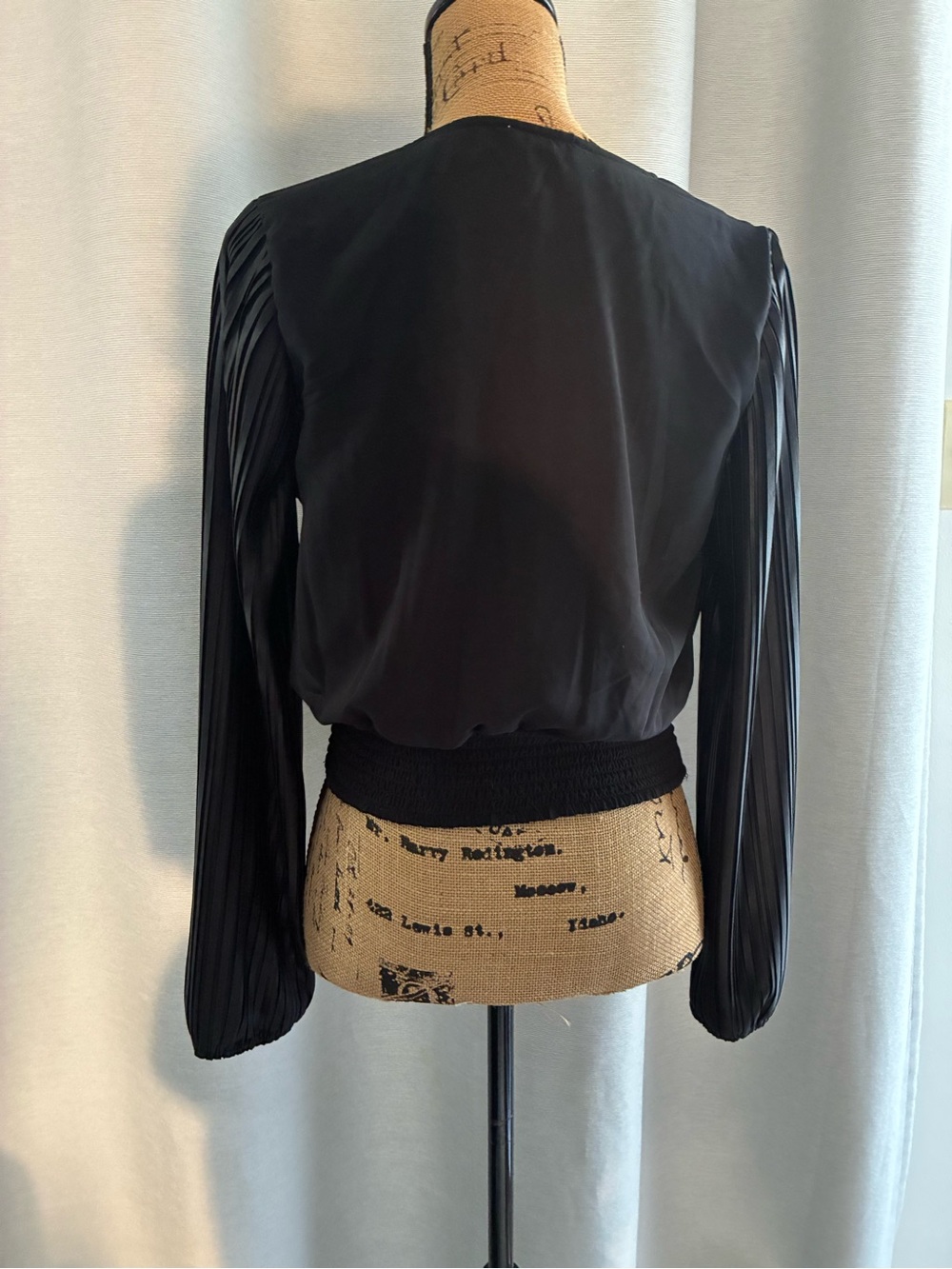 Japna Black Pleated Wrap-Style Blouse - Picture 6 of 9